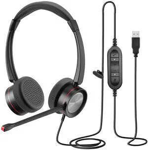 MAIRDI USB Headset with Mic for PC, Computer Headset with Microphone Noise Canceling for Laptop Teams Zoom Office Work Call Center Business Softphone