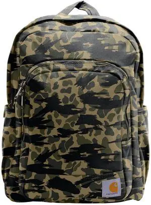 Carhartt 25L Classic Laptop Backpack, Durable Water-Resistant Pack W/ 15" Laptop Sleeve and Multiple Organizational Compartments, Contains PFAS, Blind Duck Camo