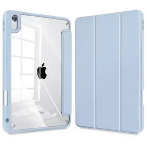 Tuiklol for iPad (A16 Chip) 11th Generation 11 inch 2025 / iPad 10th Generation 10.9 inch 2022 Case, Buit in Pencil Holder with Clear Back Shell Cover Trifold Stand Auto Wake/Sleep, Blue