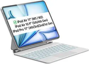 Otuoor iPad Air 11 inch Case with Keyboard (M3 2025 / M2 2024) & iPad Pro 11 inch (4th/3rd/2nd/1st Gen), Magic Keyboard for 10.9" iPad Air (5th/4th Gen) with 7 Colors Backlight, Multi-Touch Trackpad