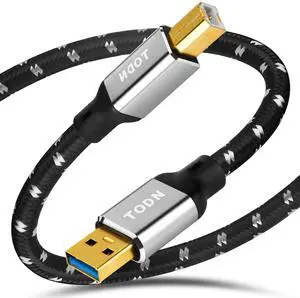 TODN Printer Cable USB A to USB B with OFC Core, HiFi USB 2.0 DAC Cable Audiophile for Sound Card/Piano/Amps (3ft/1m)