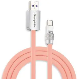 chubbycable Chubby 2.0 Fast Charging Cable Durable Soft Silicone USB C Cable 120W Extra Thick Charger Cord Compatible with iPhone 17-15 Series iPad, Pink, USB-A to Type-C, 13.1 FT
