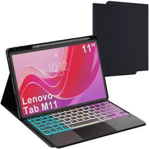 for Lenovo Tab M11 11 inch 2024 Keyboard Case: 3 Zone 7 Colors Backlit Trackpad Keyboard for 11" Lenovo Tablet M11 2024 (TB330FU/TB330XU) - Detachable Smart Touchpad Wireless Key Board Folio Cover