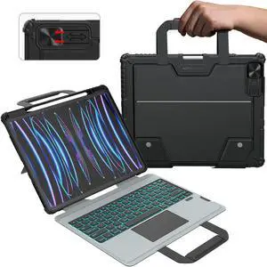 Nillkin for iPad Air 13 inch Case Keyboard, iPad Pro 12.9 Case with Backlit Keyboard, Mutil-Touch Trackpad and Camera Cover, 12.9 inch iPad Pro Case with Hand Strap and Pencil Holder