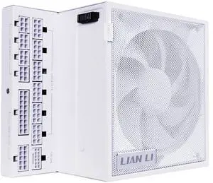Lian Li EDGE850W Fully Modular Low-Noise ATX Power Supply - ATX 3.1 & PCIE 5.1 Compliant - Cybenetics Gold Efficiency - 12V-2x6 Cable - L-Shape Design - Without USB/Fan Hub - White (EG0850G.W)