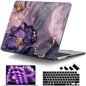 DONGKE Compatible with M4 MacBook Air 15 inch Case 2025-2023 A3241 A3114 A2941 M3 M2 Retina Display Touch ID, Plastic Hard Case & Keyboard Skin for MacBook Air 15" - Hydrangea