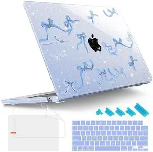 Tuiklol for M4 MacBook Air 13.6 inch Case 2025-2022 Release M2 Chip Model A3240 A3113 A2681, Plastic Hard Shell Cover for MacBook Air 13.6 Liquid Retina Display with Touch ID,Blue Bow