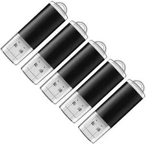 Generic Generic 5 Pack 64GB Flash Drive Thumb Drive High Speed Flash Drive Pack Keychain Design Jump Drives Memory Stick for Data Storage and Transfer (5 Pack Plastic USB Black, 64GB)