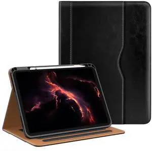 OKP Case for iPad 11-inch (A16) 2025 / 10th Generation 2022, for ipad 11th /10th 10.9 inch with Multi-Angle Viewing PU Leather Stand Cover with Pencil Holder & Pocket, Auto Sleep/Wake, Black