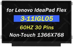 PEHDPVS Screen Replacement B116XTN02.3 for Lenovo IdeaPad Flex 3-11IGL05 3-111GL05 3-11ADA05 82BA P/N: 5D10M57334 5D10N87520 SD10H00116 60HZ 30PIN (1366X768 HD) 11.6" LCD LED Screen Laptop Display