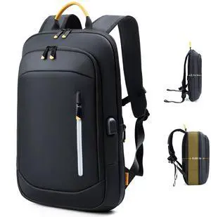 Lekebobor Slim Laptop Backpack for Men, 15.6 Inch Expandable Business Travel Backpack with USB Charging Port, Lightweight Work Computer Bag, Black