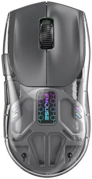 Transparent Shell Wireless Gaming Mouse, 70g Ultra Lightweight, Tri-Mode 2.4G/Bluetooth/USB-C, 4800 DPI, 1000Hz Polling Rate, 5 Programmable Buttons, RGB Lighting, 400mAh Battery for PC/Mac (Black)