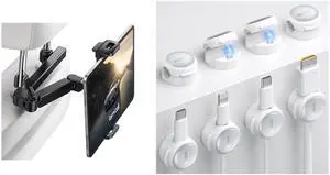 Lamicall Crystal-Clear Cable Clips & Car Headrest Tablet Holder