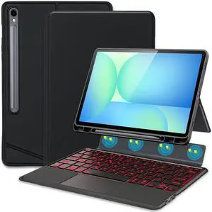 Backlit Touchpad Keyboard Case for Samsung Galaxy Tab S10 Lite/ S10 FE/ S9 FE 5G 10.9 Inch/Tab S9 11 Inch, Backlight Multi-Angle Kickstand,Portrait/Landscape Stand Detachable Magnetic Cover Case