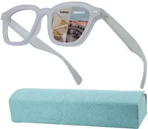 K.LAVER Photochromic Computer Blue Light Blocking Glasses For Woman, Reading Eyeglasses-Fashion TR90 Rectangle Frame,Sunglasses Anti Eyestrain & UV