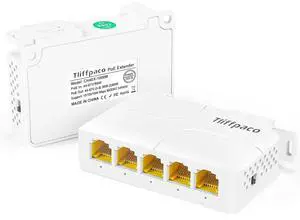 Gigabit PoE Extender/Switch, 5-Port PoE Splitter Repeater, 90W Input with 30-60W Output, 1000Mbps, IEEE 802.3af/at/bt for IP/PTZ Cameras in Security Systems, IP Phones and AP Networks