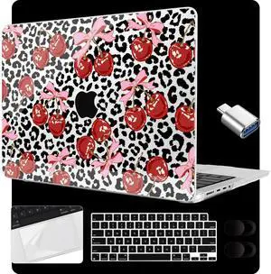 MEEgoodo Case for M4 MacBook Pro 16 inch Case 2024 2023 2021 (A3403/A3186/A2991/A2780/A2485) M3 M2 M1 Pro/Max Chip, Laptop Hard Shell Cases with Keyboard Cover & Trackpad Film, Leopard & Cherry