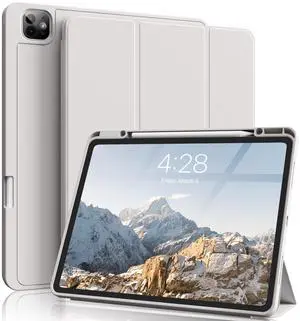 Zktuyu for iPad Pro 13 inch Case (M5/M4) 2025/2024, Slim Protective Cover with Apple Pencil Holder, Soft TPU Back Cover for ipad pro 13 inch, Trifold Stand, Auto Wake/Sleep (Gray)