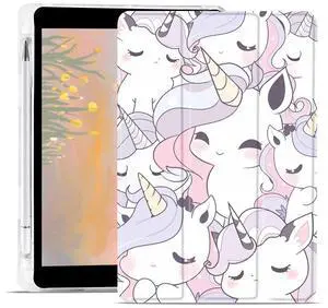 JOYLAND Cute Unicorn Case for iPad (A16) 11th Generation 2025 11"/iPad 10th Generation 2022 10.9" Soft TPU Smart Stand Back Leather Cover with Pencil Holder Auto Wake/Sleep Shockproof Protective Case