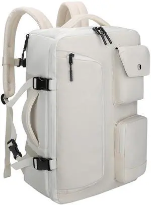 SWICKY Vacuum Travel Backpack with Pump, 40L Vacpack Backpack Compression Seal Bag System, Water Resistant Laptop Carry-On Luggage for Women & Men, Ideal for Business, WorkWhite