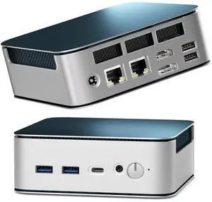 Getorli Mini PC, Dual LAN AMD R5 7430U(Max 4.3GHz), Mini Computers 16GB DDR4 RAM 512GB SSD, Mini Desktop Computer 4K 60Hz Displays/HDMI/Type-C/USB Ports/RJ45/WiFi 6/BT5.0 for Home/Office/Casual Games