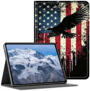 BFDHGQZC Case for Kindle Fire HD 8 & Fire HD 8 Plus Tablet (12th /10th Generation, 2024/2022/2020 Release) PU Leather Shockproof Stand Protective Cover with Auto Wake/Sleep,American Flag with Eagle