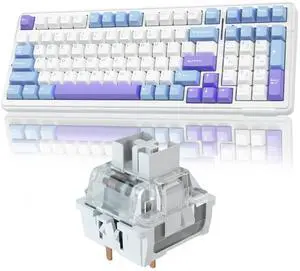 AULA F99 Wireless Mechanical Keyboard,Tri-Mode BT5.0/2.4GHz/USB-C Hot Swappable Custom Keyboards+LEOBOG Graywood V3 Switches Set