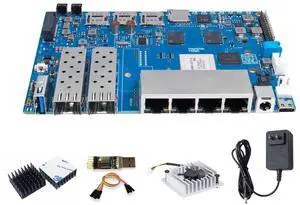 Banana Pi BPI-R4 WiFi 7 OpenWRT Wireless Dual-Band WiFi Router Board, MediaTek MT7988A (Filogic 880) SoC, 4G/5G Internet Router, 4X GbE and 2X 10GbE SFP for NAS Smart Home Gateway (8GB RAM Bundle1)