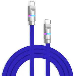 chubbycable Neon Chubby - Fast Charge Cable with Smart Light RGB Color Gradual Light Up 100W Charging Cord LED USB C Cable Compatible with iPhone 17-15 Series, Dark Blue, Type-C to Type-C, 6.6 FT