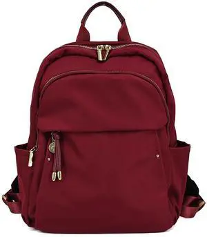 M-ioi-M Medium Backpack Purse for Women, Fashion Nylon Daypack with Gold Hardware, Lightweight Water-Resistant Rucksack for College, Work, Travel, Everyday Use, Fits 1314" Laptop (Wine Red,Medium)