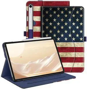 Fintie Case for Samsung Galaxy Tab S10 Lite/ S10 FE/ S9 FE 5G 10.9 Inch/Tab S9 11 Inch with S Pen Holder, Multi-Angle Viewing Protective Cover with Pocket, Auto Sleep/Wake, US Flag