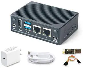 FriendlyElec Nanopi M5 Portable Mini Router OpenWRT - LPDDR5 8GB/16GB RAM 6TOPS NPU, RK3576 SoC with Al Model, Dual Gbps Ethernet for IoT NAS Smart Gateway (with WiFi Module, 16GB, Power Kit)