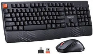 MEETION New Wireless Keyboard and Mouse, Computer Keyboard Mouse Combo, 3 DPI Adjustable Mouse Full-Sized Cordless Keyboard, for PC/Computer/Laptop/Windows/Mac, Black New 2025
