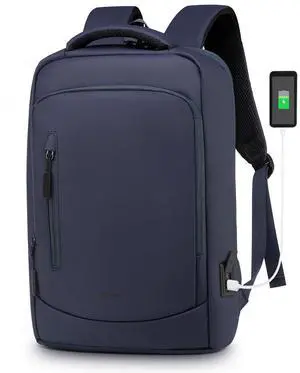 SUIKIHUM Shockproof Slim Laptop Backpack for Man, Fits 15.6" Laptops, Water Resistant Business Bag with USB A/C Port & Anti-Theft Pocket, Blue