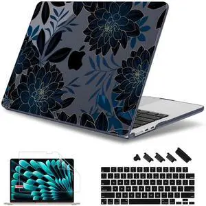May Chen Compatible with M4 MacBook Air 15 inch Case 2025 2024 2023 A3241 A3114 M3 A2941 M2 with Liquid Retina Display & Touch ID, Plastic Hard Shell with Keyboard Cover - Luxury Dahlia