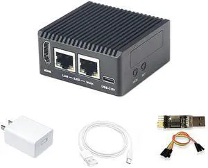 NanoPi R76S Mini Router, RK3576 Octa-Core SoC with AI Model, LPDDR5 16GB RAM 32GB eMMC, 6TOPS NPU,Dual 2.5G Ethernet, Support M.2 Wi-Fi Module (None M.2 WiFi, LPDDR5 16GB, Power Kit)