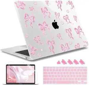 May Chen Compatible with MacBook Air 13 inch Case (Models A1369 & A1466, Older Version 2010-2017 Release), Plastic Hard Shell Case with Keyboard Cover & Screen Protector, Heart Bow