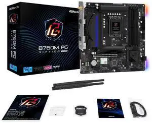 ASRock B760M PG Riptide WiFi Micro-ATX Motherboard | Supports 14th/13th/12th Gen Intel | DDR5 7200+ (OC) | WiFi 6E | 2.5G LAN | 14+1+1 Power Phase | Front & Rear USB-C