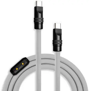 chubbycable Black Chubby Pro - Samurai Cable 240W USB-C Cable Silicone Fast Charging USB C Charger Cord Compatible with iPhone 16/15 Series iPad Galaxy Series, Gray, Type-C to Type-C, 6.6FT