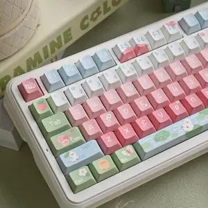 ILYCHEEGAMI PBT Keycap Cherry Spring Outing Duckling Pink Green Personality Theme PBT Full Five-Sided Sublimation keycap (Spring Outing Duckling) ILYCHEEGAMI PBT Keycap Cherry Spring Outing Duckling Pink Green Personality Theme PBT Full Five-Sided Sublimation keycap (Spring Outing Duckling)