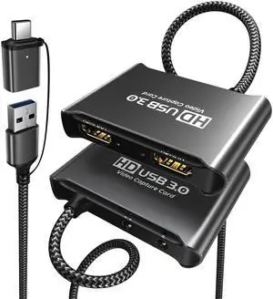 ByteWave USB 3.0 HDMI Capture Card, [Metalshell, 4K Loop Out, No Latency] Full HD 1080P60 HDMI to USB C Audio Video Game Capture Device for Streaming, Cam Link Compatible with Switch2/PS5/Xbox/PC/OBS