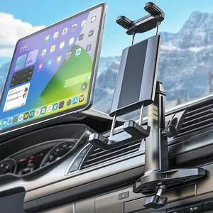 Kolasels CD Slot Car Mount for iPad & iPhone, Height Adjustable CD Player Tablet Holder for Car, Truck, Compatible with 4-13" iPad Pro 12.9 Air Mini, Galaxy Tab, iPhone16 15, Z Fold 6 5