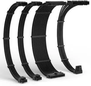 LTC 12VHPWR PSU Cable Extension Kit, 16AWG PCI-E 5.0 Power Supply PC Cable Extension, 1x 24 Pin ATX /2X 8Pin (4+4) EPS Cables / 3X (6+2P) to 12+4 Pin GPU, Soft Braided Sleeve Cable Combs, 300mm