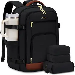 LOVEVOOK Travel Backpack For Women Flight Approved, 50L Large Carry On Backpack For Airplanes, Personal Item Travel Bag, Waterproof 18 Inch Laptop Backpack For Business Weekender Overnight, 4Pcs Set