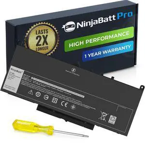 NinjaBatt Battery for Dell J60J5 E7470 E7270 MC34Y WYWJ2 451-BBSY 451-BBSU R1V85 242WD 1W2Y2 PDNM2 F1KTM 5F08V GG4FM NJJ2H R97YT 0MC34Y 0F1KTM P26S J6OJ5 - High Performance [7.6/55Wh]