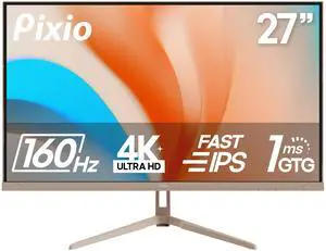 Pixio PX27U Wave Beige 27 inch 160Hz Refresh Rate 4K 3840x2160p Resolution Fast IPS Panel 1ms GTG Response Time Black Tilt Adjustable Gaming Monitor with Adaptive Sync