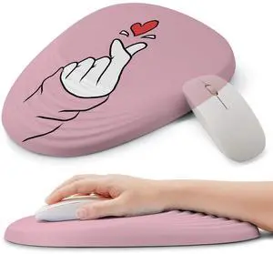 Orienweeda Ergonomic Mouse Pad with Wrist Support, Comfortable Entire Memory Foam, Wrist Pain Relief and Anti-Slip PU Base, Mousepad for various computers, laptop PC (12x8x1.2inch, Korean lovely Pink)