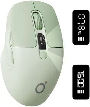 SEUNKWANG EWEADN Q1 Wireless Mouse, BT & 2.4G Silent Mouse Quiet Click with 1600 DPI Levels, Battery & DPI LED Screen Display, 6 Button Small Portable Bluetooth Mouse for Laptop/PC/Mac-Green