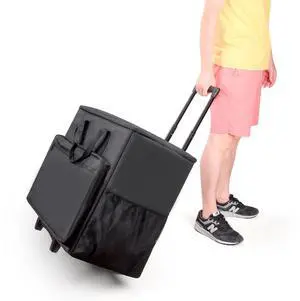 BUBM PC Carrying Case on Wheels, Desktop Travel Bag with Detachable Trolley for PC Tower, monitor, Keyboard and Mouse, Black (Bag Only, For 24" Monitor)