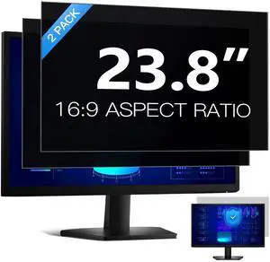 [2 Pack] Easges 23.8 Inch Computer Privacy Screen Filter for 16:9 Aspect Ratio, Eye Protection, Anti-Glare, Anti-Blue Light Computer Monitor Privacy Filter, Removable Anti-Scratch 23.8" Protector Film